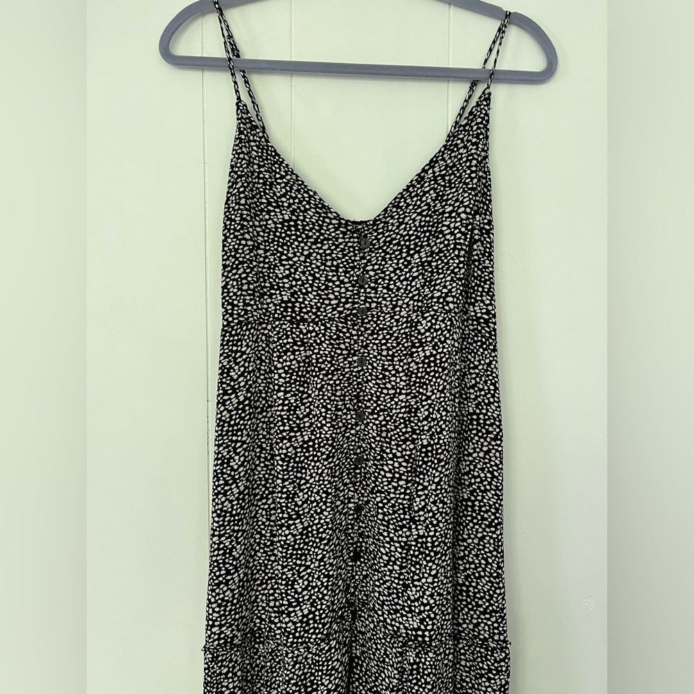 Abercrombie & Fitch Black Sundress Maxi Black White Buttons TALL Size Large TALL
